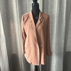 Elodie Pink Blazer with Classic Lapel and Relaxed Fit